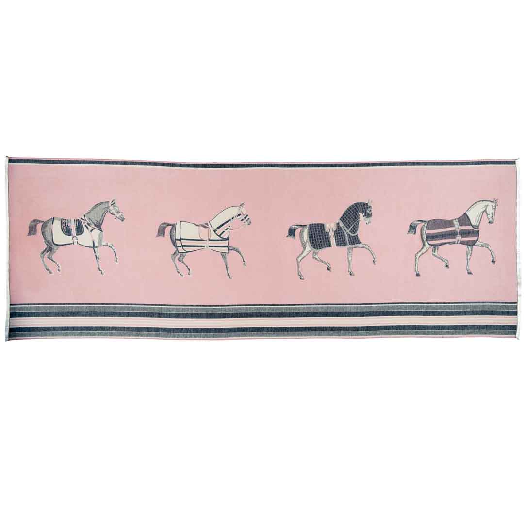 Equus - Blush Pink Equestrian Motif Luxe Shawl Urban-Equestrian