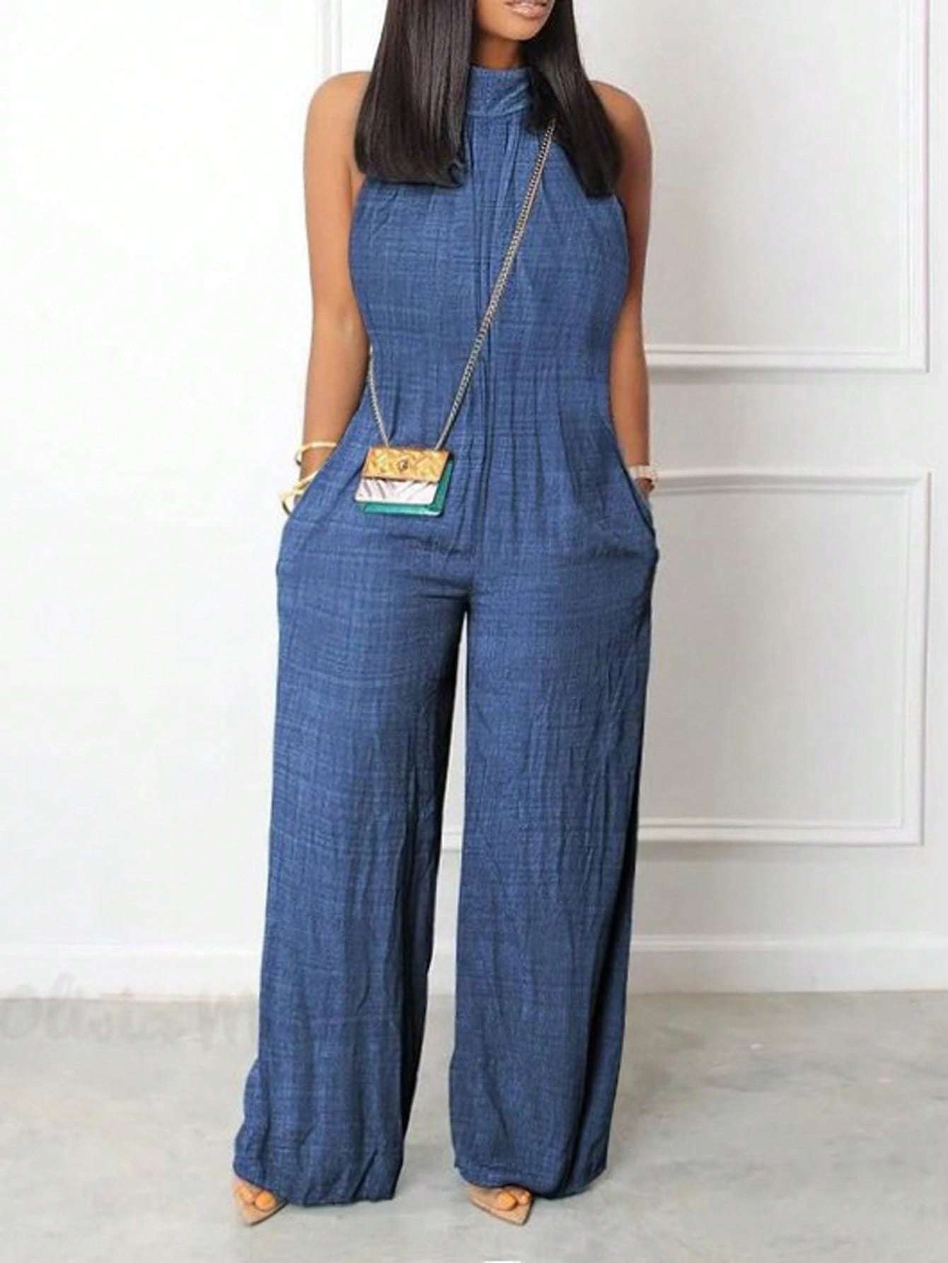 Sleeveless Halter Ruffled Young Women's Jumpsuit Grayceful LLC