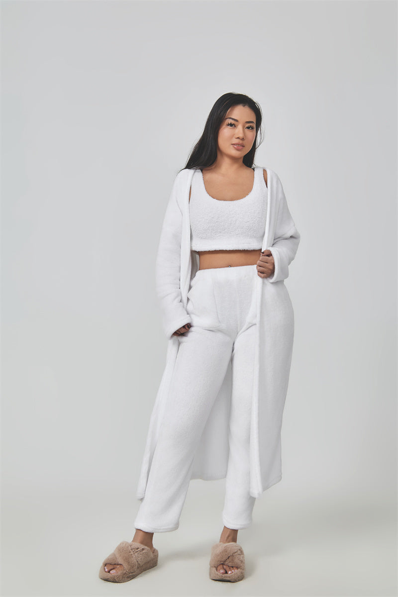 Cozy Pajama Set, 3 Piece Lounge Set, Cute Loungewear, Warm Suit Sets, Matching Set, Lounge Set, 3 Piece Pant Sets, Women Winter Dress Grayceful LLC
