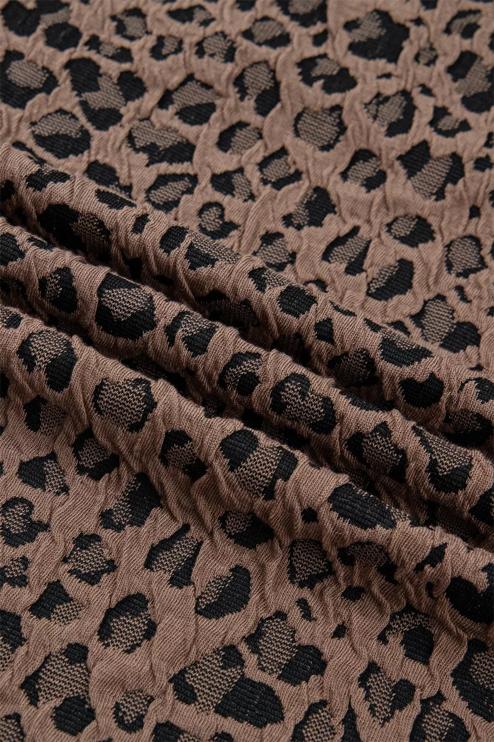 Leopard Jacquard Striped Patchwork Half Zip Short Sleeve Blouse New Era Fashion LLc
