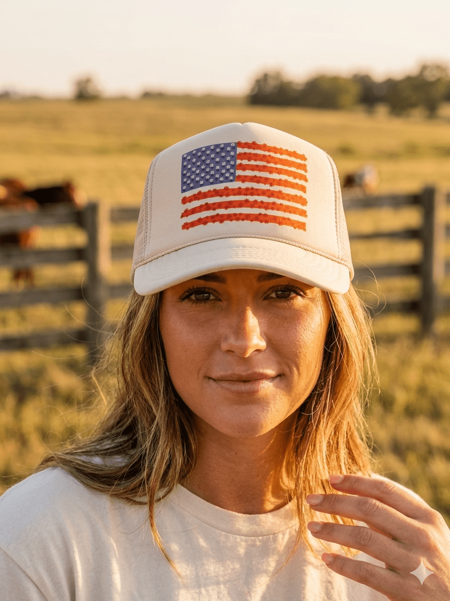 Floral American Flag Trucker Hat Wild Junkie