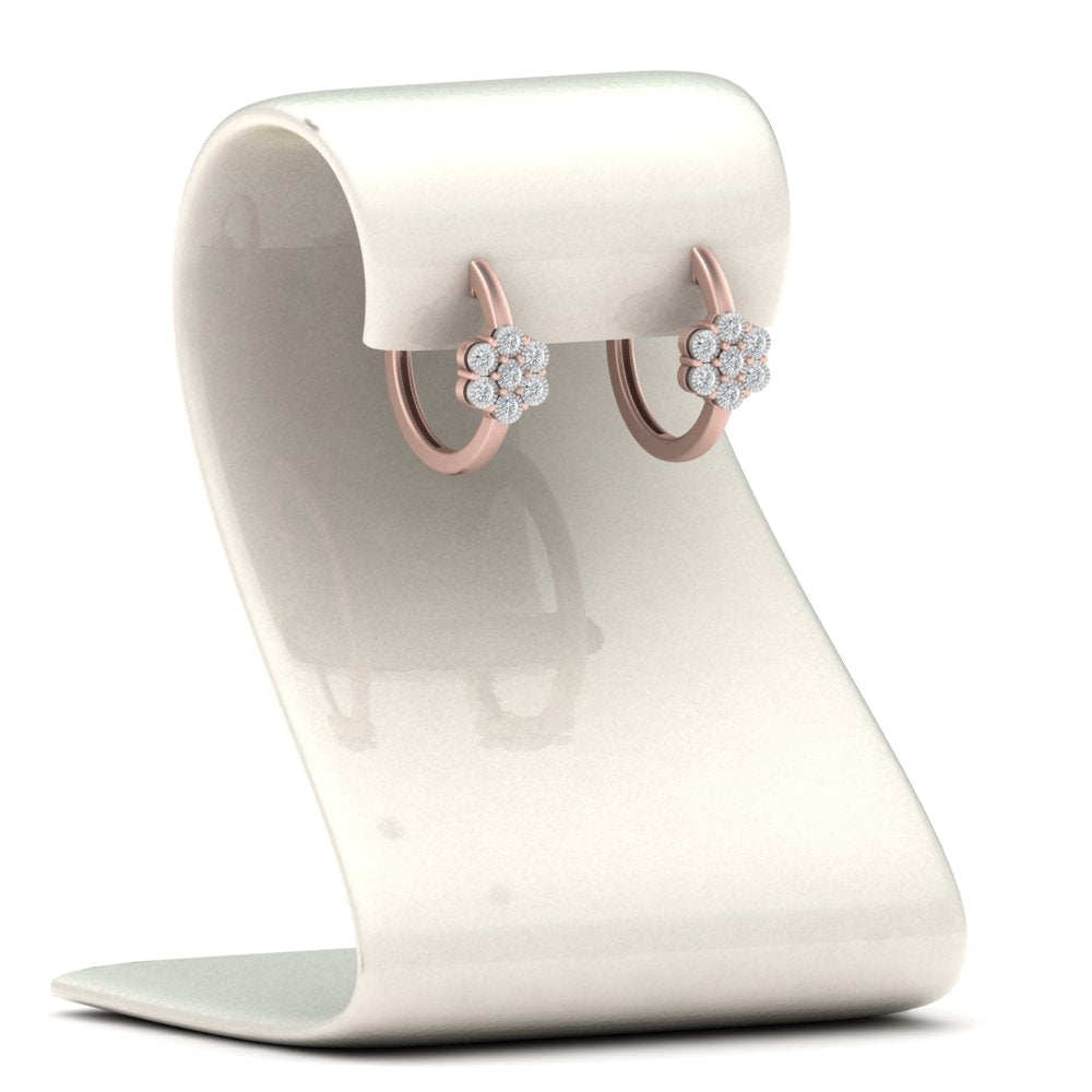 Flower Small 2 Tone Hoop Huggie Earrings Fascinating Diamonds
