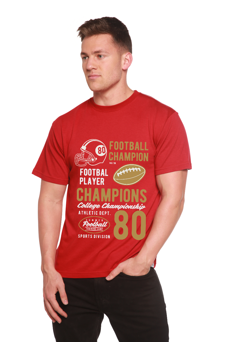 Football Champions Men's Bamboo Viscose/Organic Cotton Short Sleeve Graphic T-Shirt Spun Bamboo