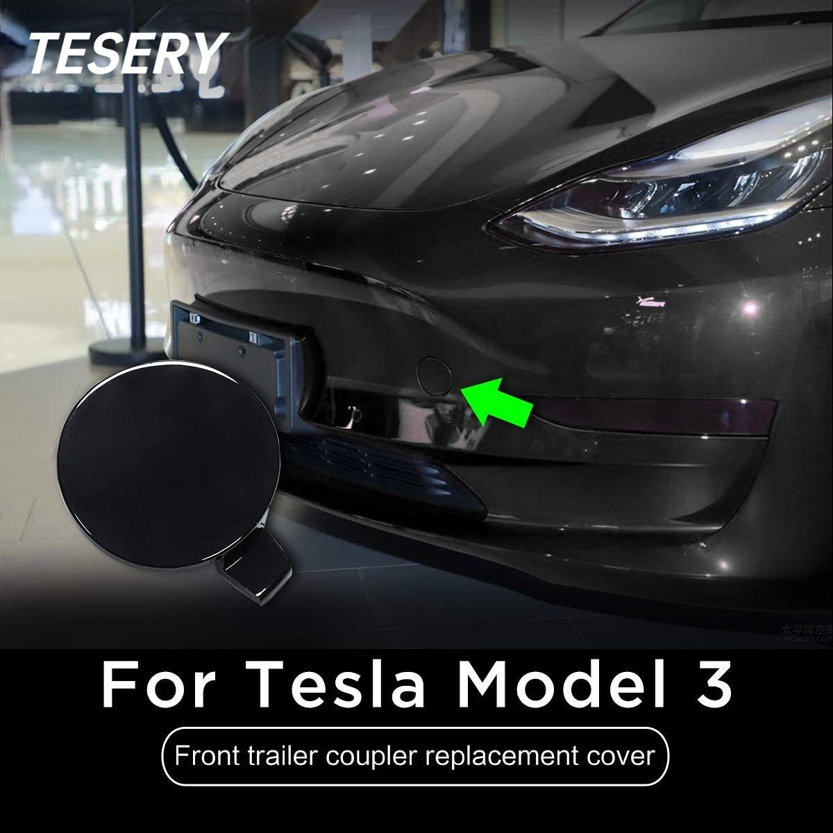 Front Bumper Tow Hole Tow Hitch Cover OEM for Tesla Model 3 Tesery Official Store