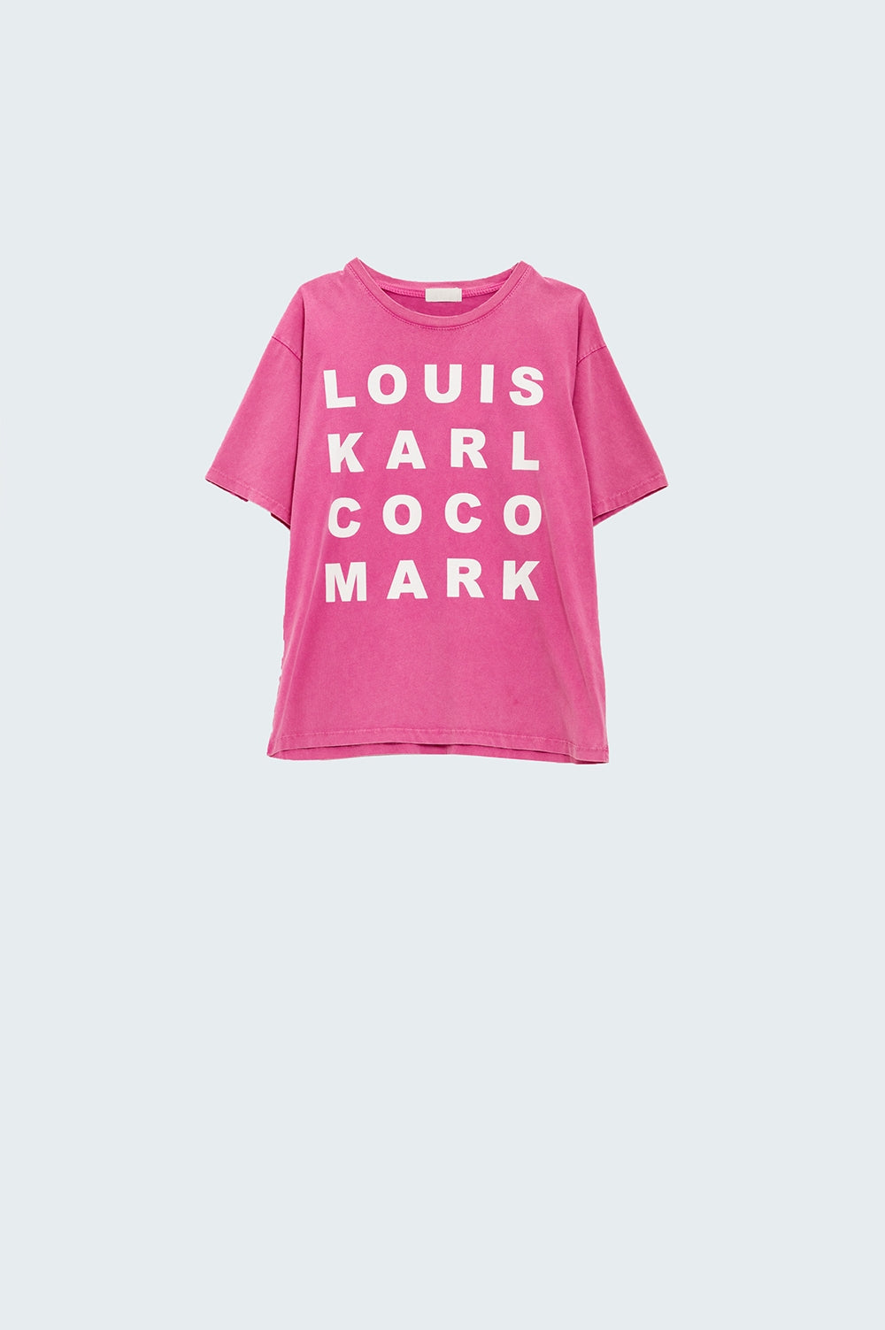 Fuchsia T-shirt With famous Names Logos At The Front Q2store