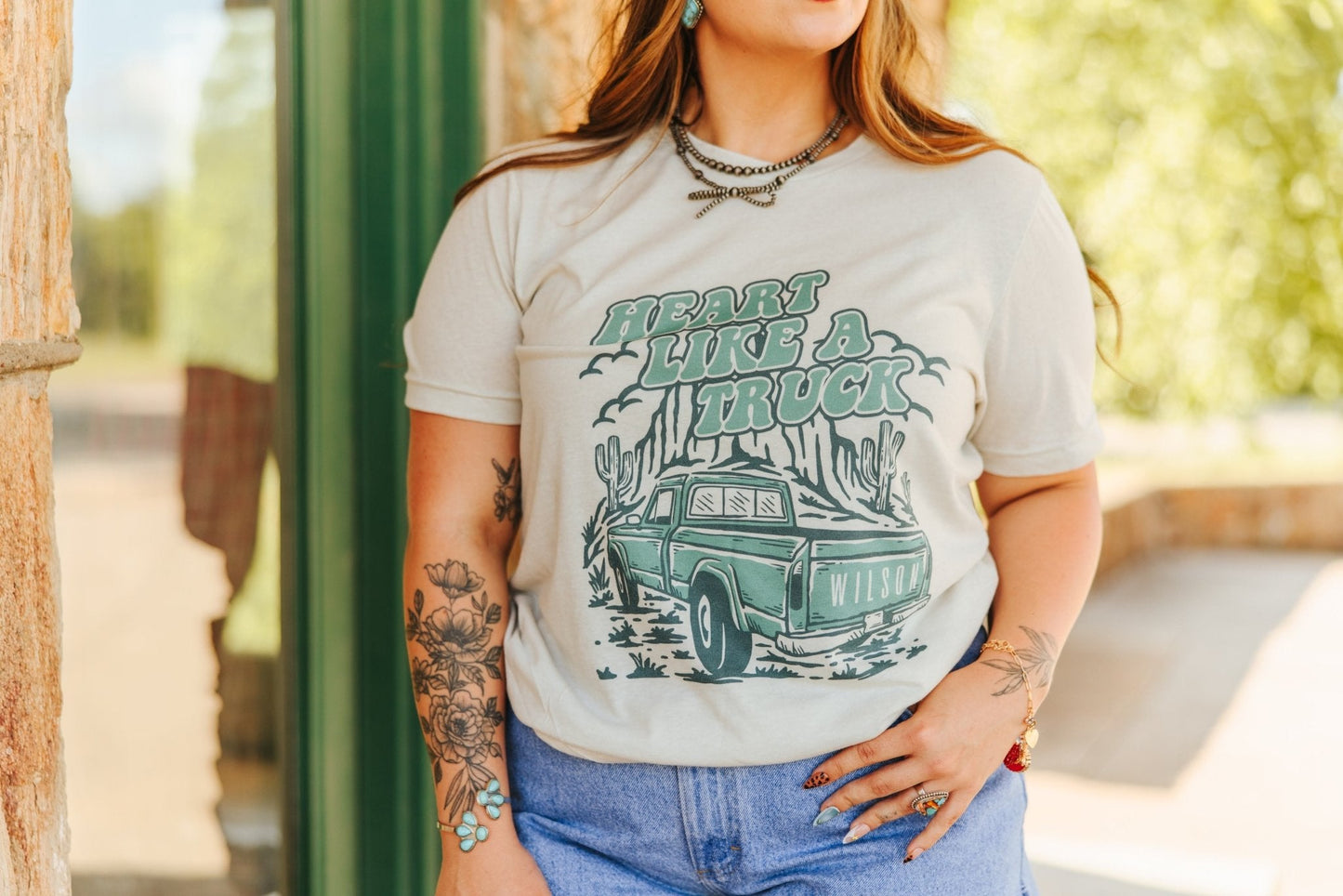 Heart Like A Truck Graphic Tee - Turquoise Wild Junkie