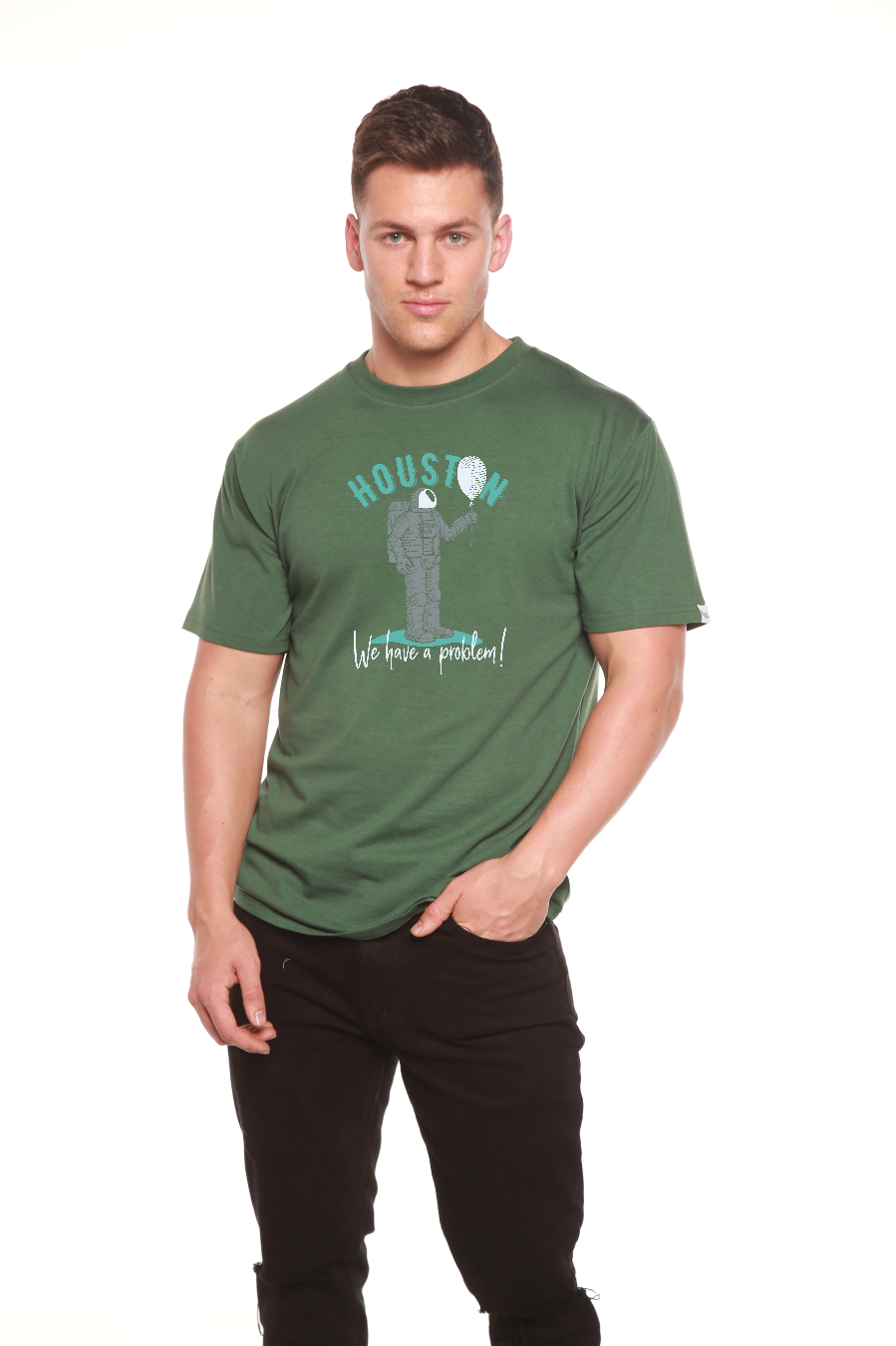 HOUSTON Men's Bamboo Viscose/Organic Cotton Short Sleeve Graphic T-Shirt Spun Bamboo