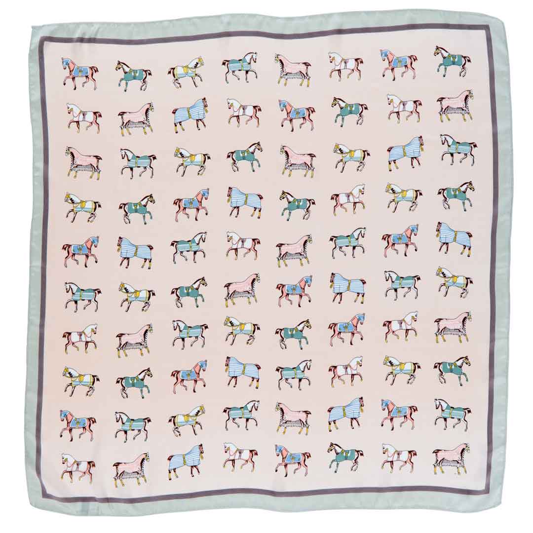 Hunt Club - Stylized Equestrian Scarf in Ivory and Dusty Pink Urban-Equestrian