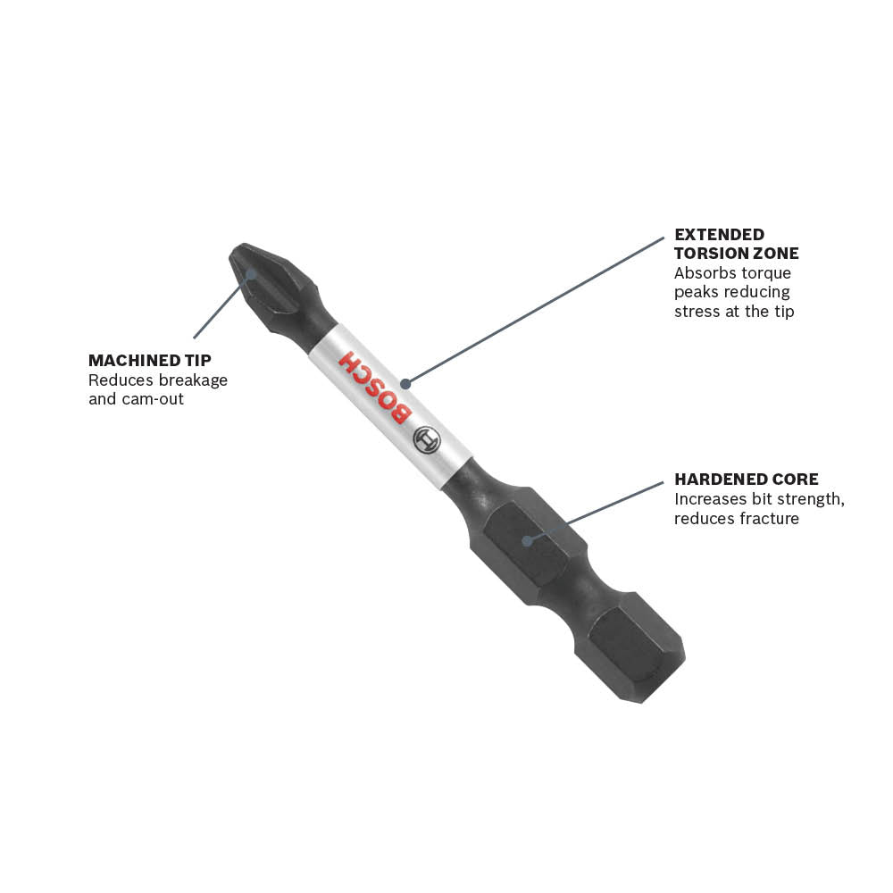 BOSCH ITPH2215 15 pc. Impact Tough™ 2 In. Phillips® #2 Power Bits VM Hardware