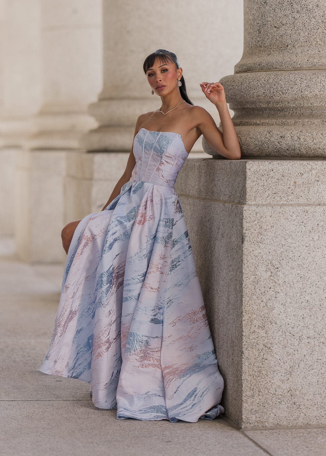 Nessa Metallic Dress - Blue JessaKae