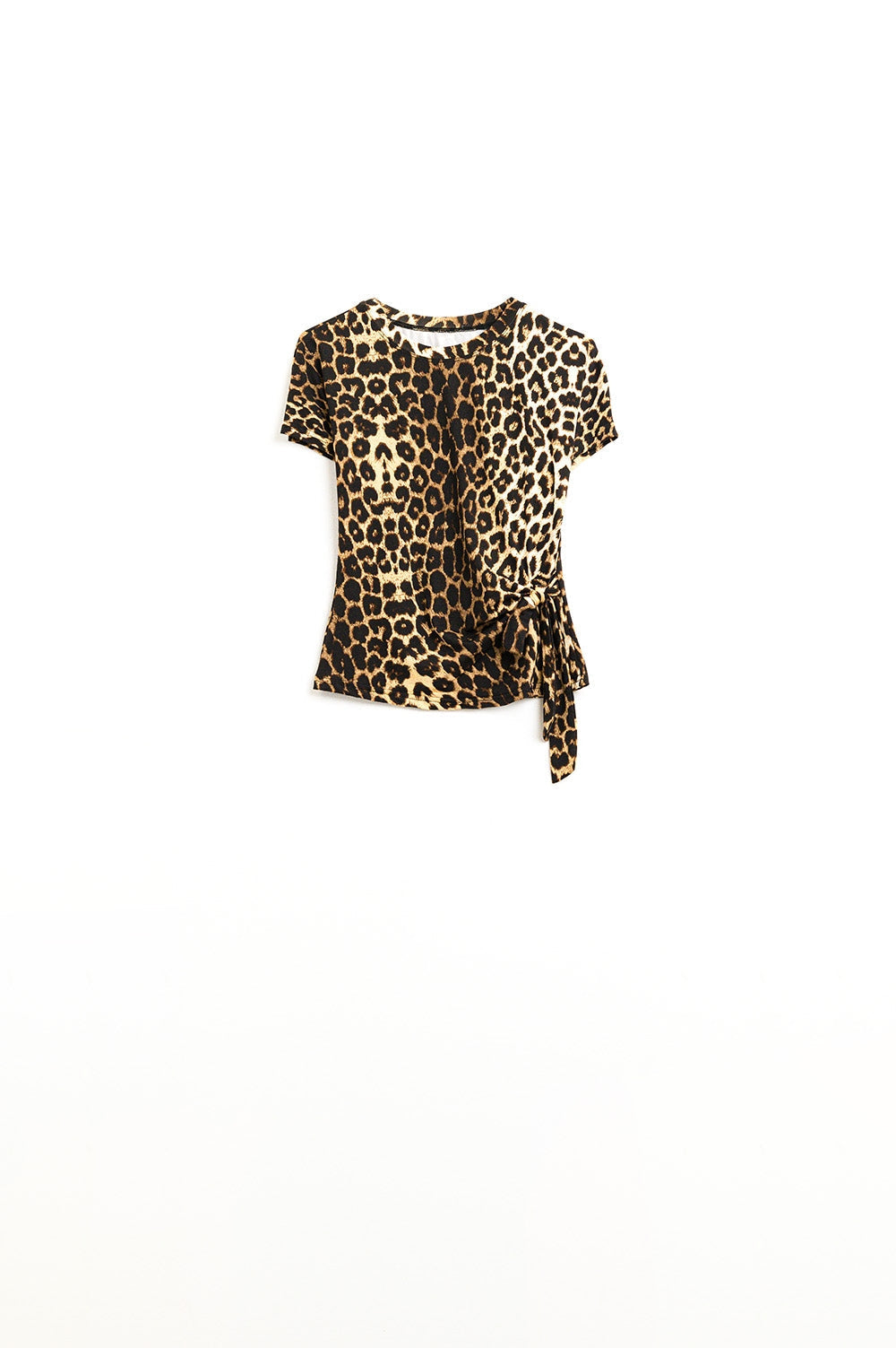 Leopard print Spandex t-shirt with bow detail Q2store