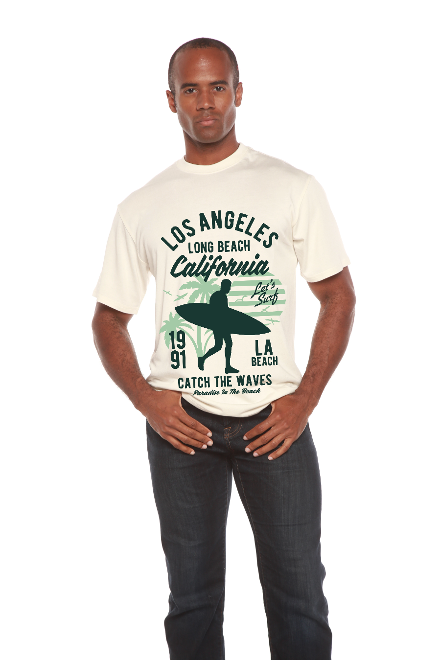 Los Angeles Men's Bamboo Viscose/Organic Cotton Short Sleeve Graphic T-Shirt Spun Bamboo