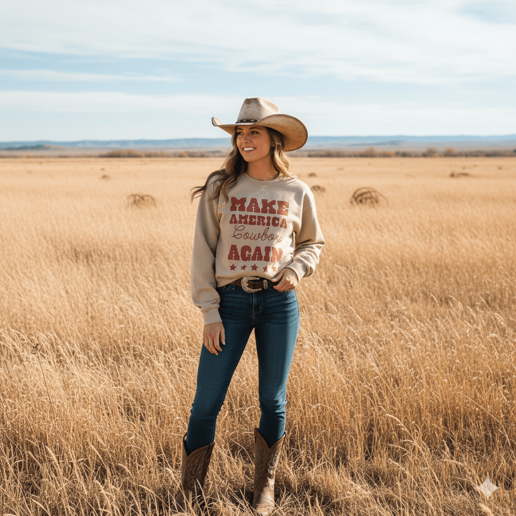 Make America Cowboy Again Stars Graphic Sweatshirt Wild Junkie