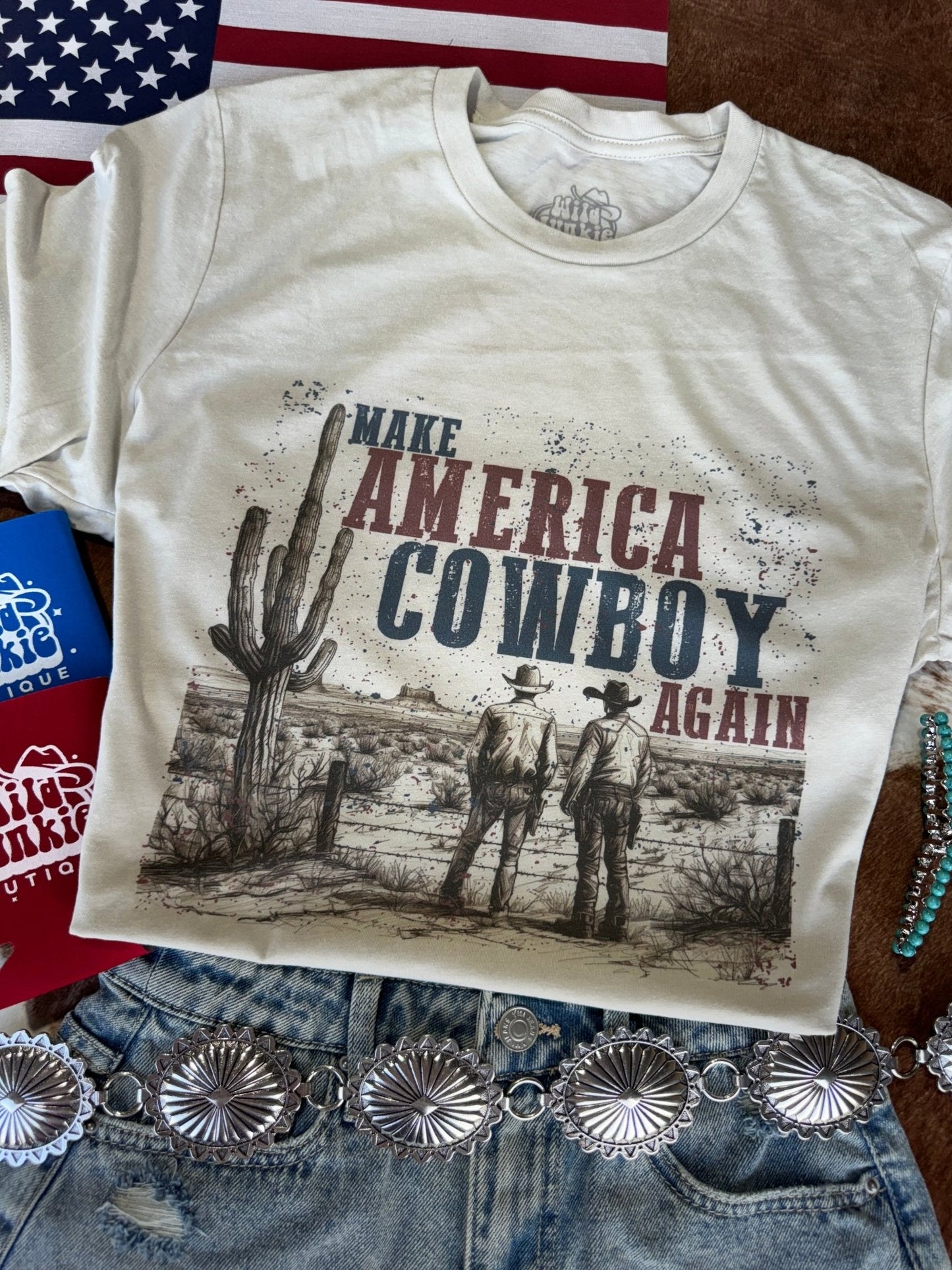 Make America Cowboy Again Western Scene Graphic Tee Wild Junkie
