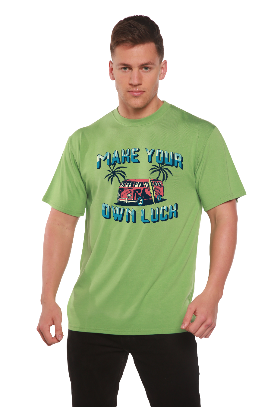 Make your own luck Men's Bamboo Viscose/Organic Cotton Short Sleeve Graphic T-Shirt Spun Bamboo