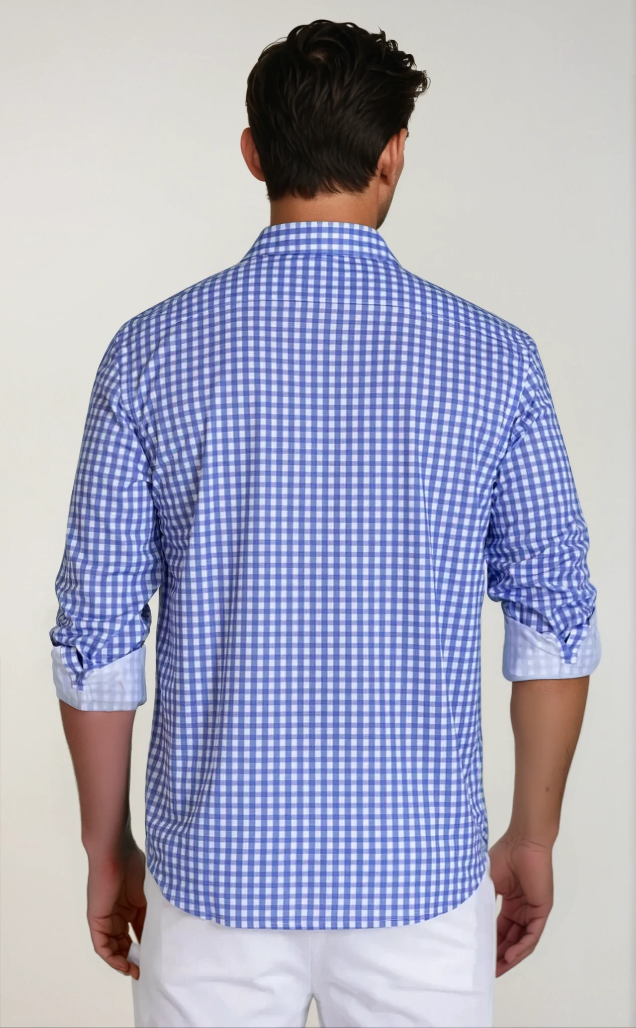 Mauro Long Sleeve Check Tech Shirt - Royal Blue Buki