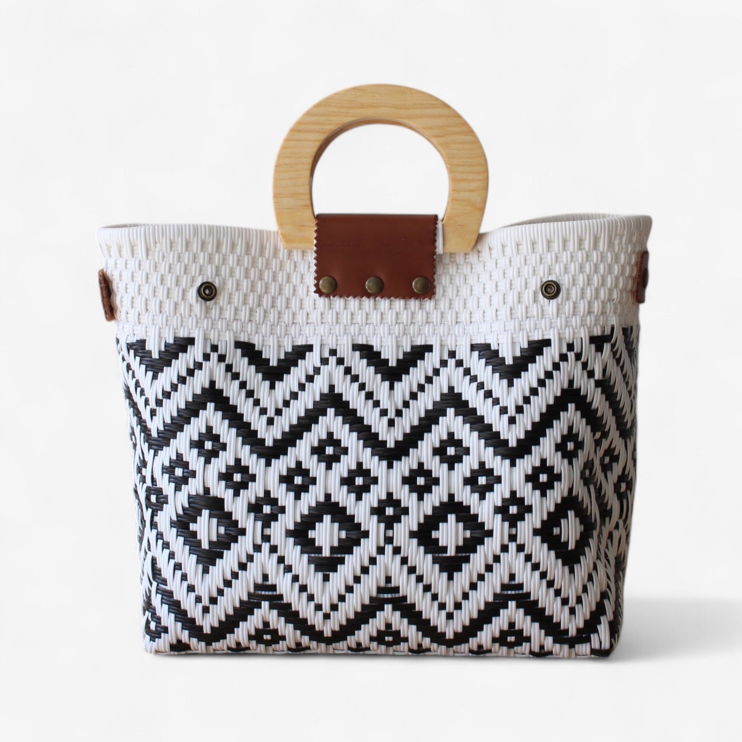 Black & White Geometric Handmade Tote Bag MexiMexi