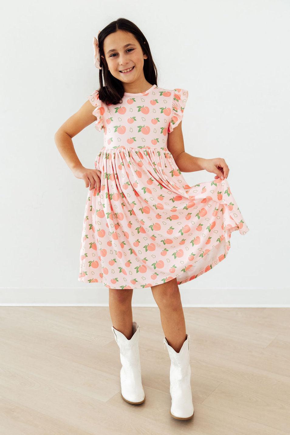 Georgia Peach Flutter Sleeve Twirl Dress Mila & Rose ®
