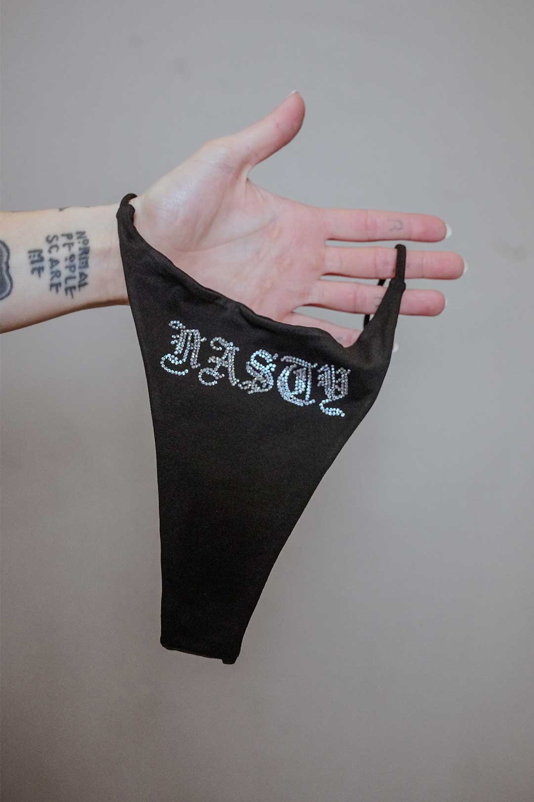 Nasty Rhinestone Thong Thrash Happy
