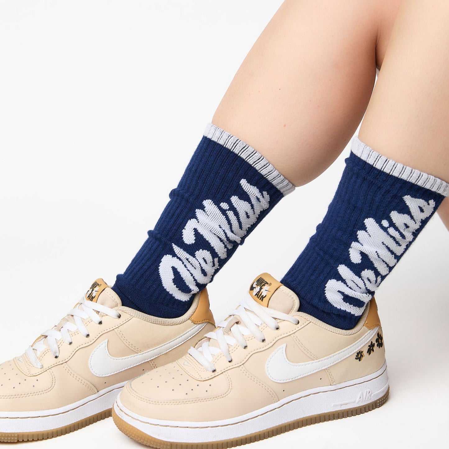 Navy Ole Miss Big Casual Crew Socks DeadSoxy