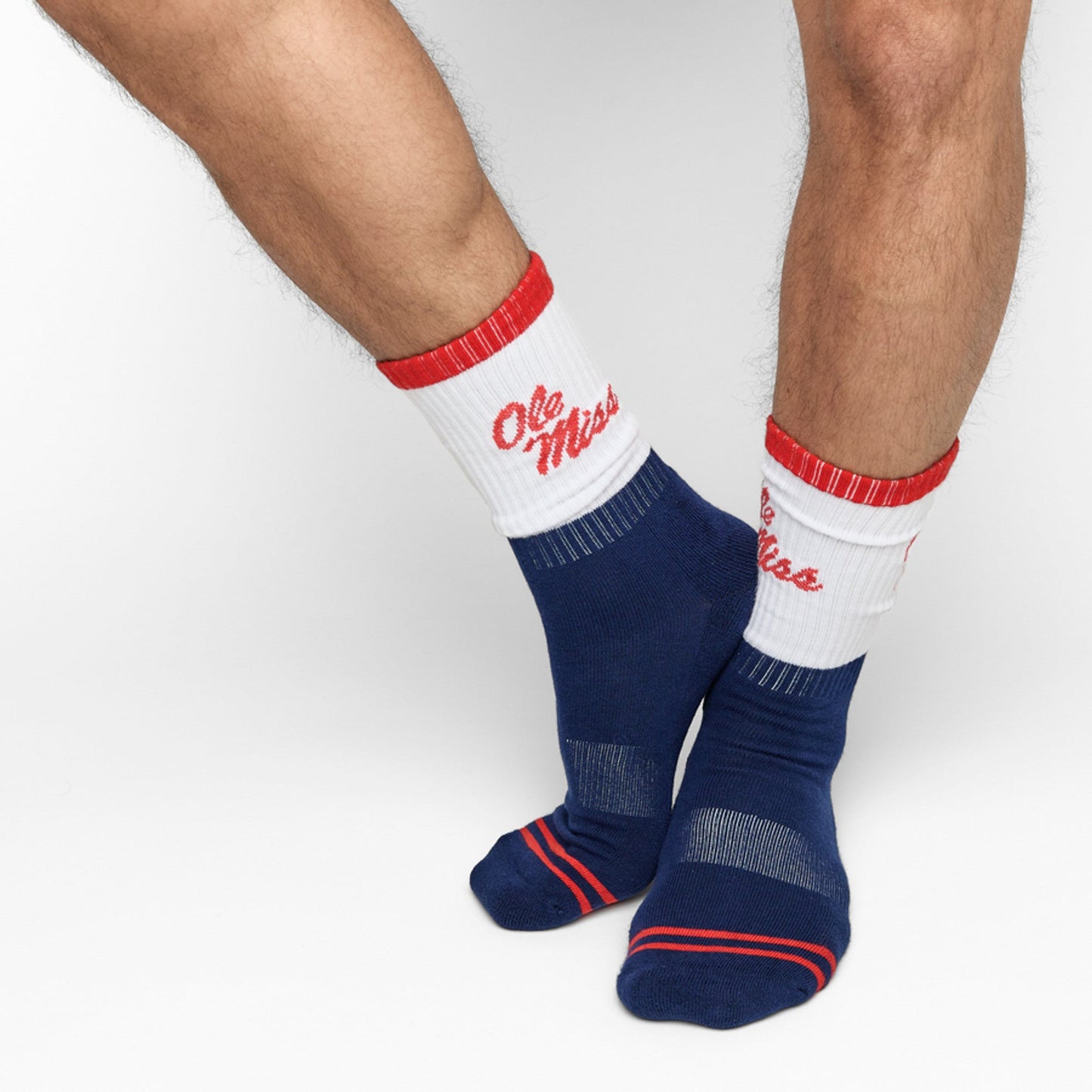 Navy White OM Script Casual Crew Socks DeadSoxy