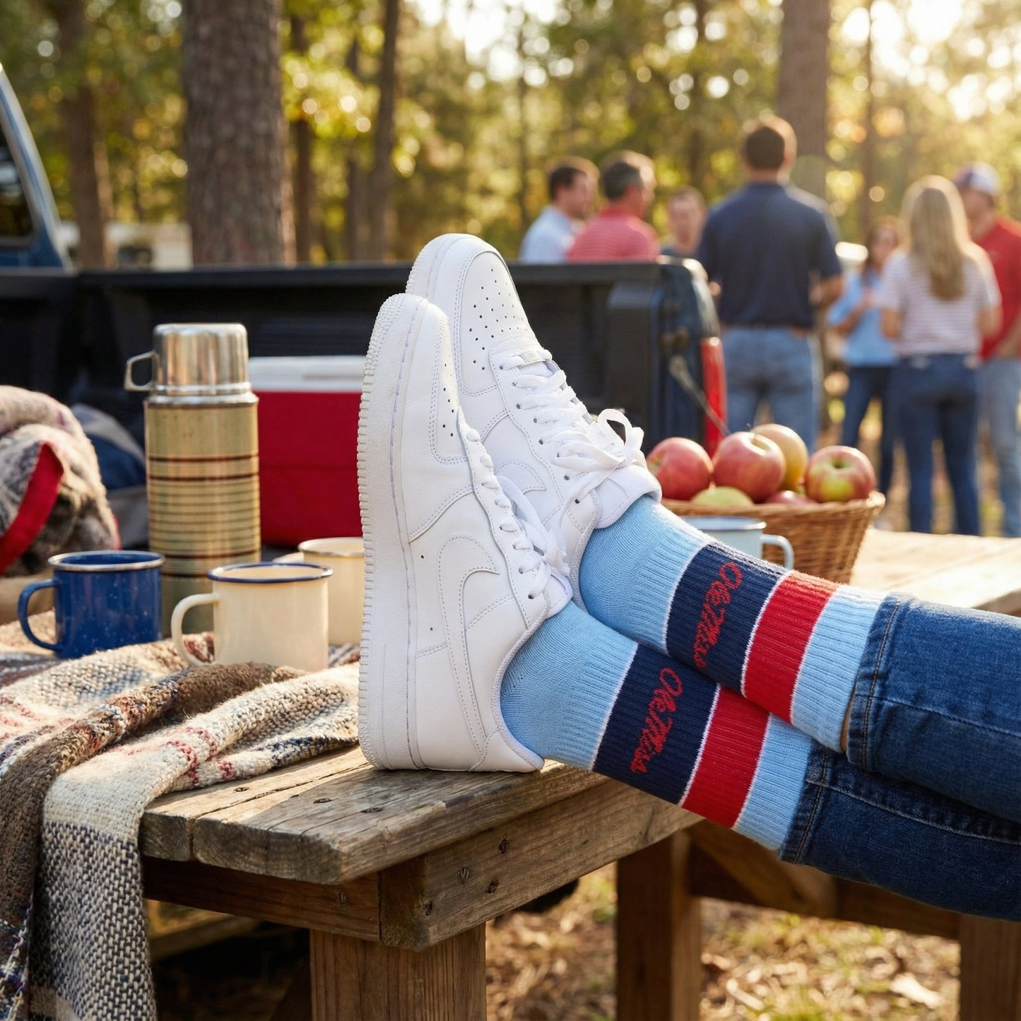 Ole Miss Powder Wide Stripe Casual Crew DeadSoxy