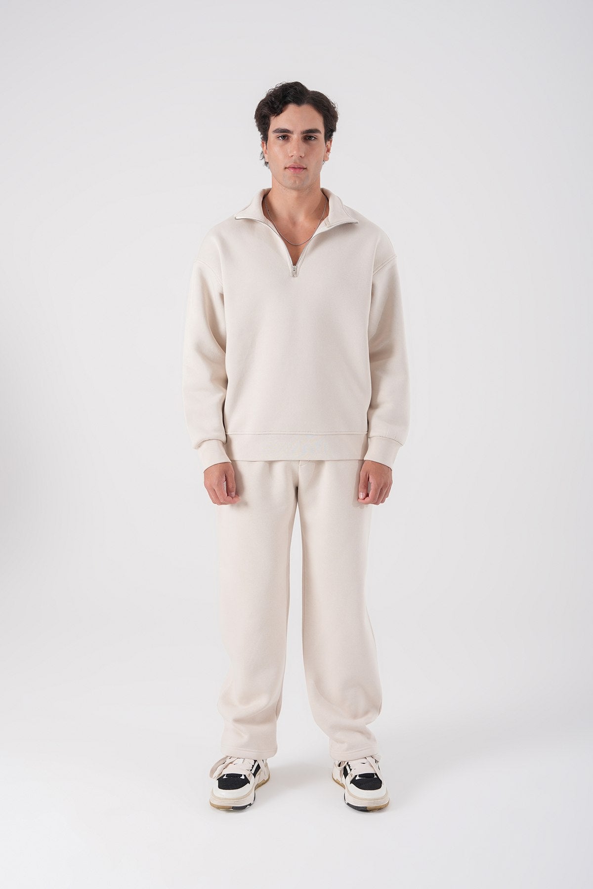 Unisex Oversize Half-Zip Sweatshirt & Baggy Sweatpants Set Withinblack