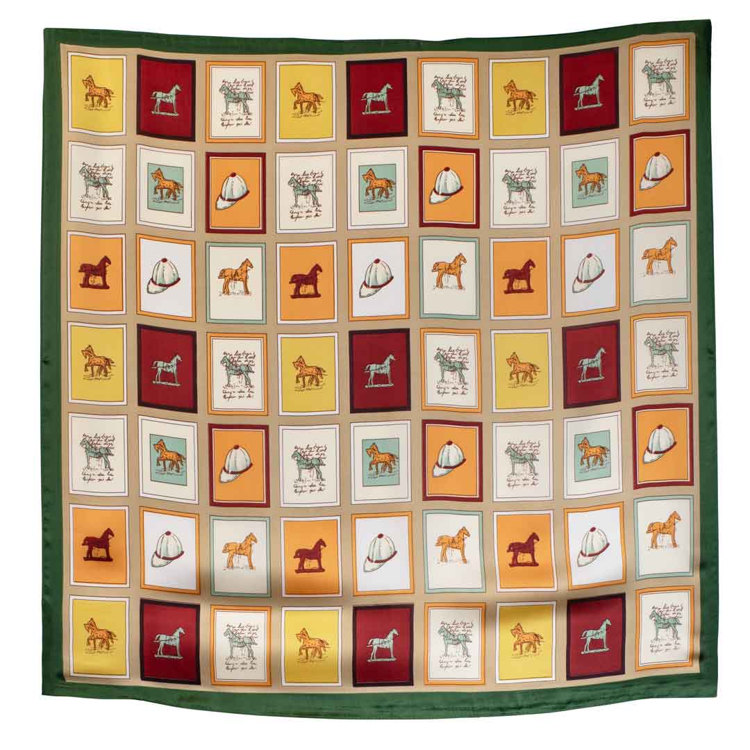 Pony Club - Stylized Equestrian Scarf in Hunter Green, Wine & Amber Urban-Equestrian