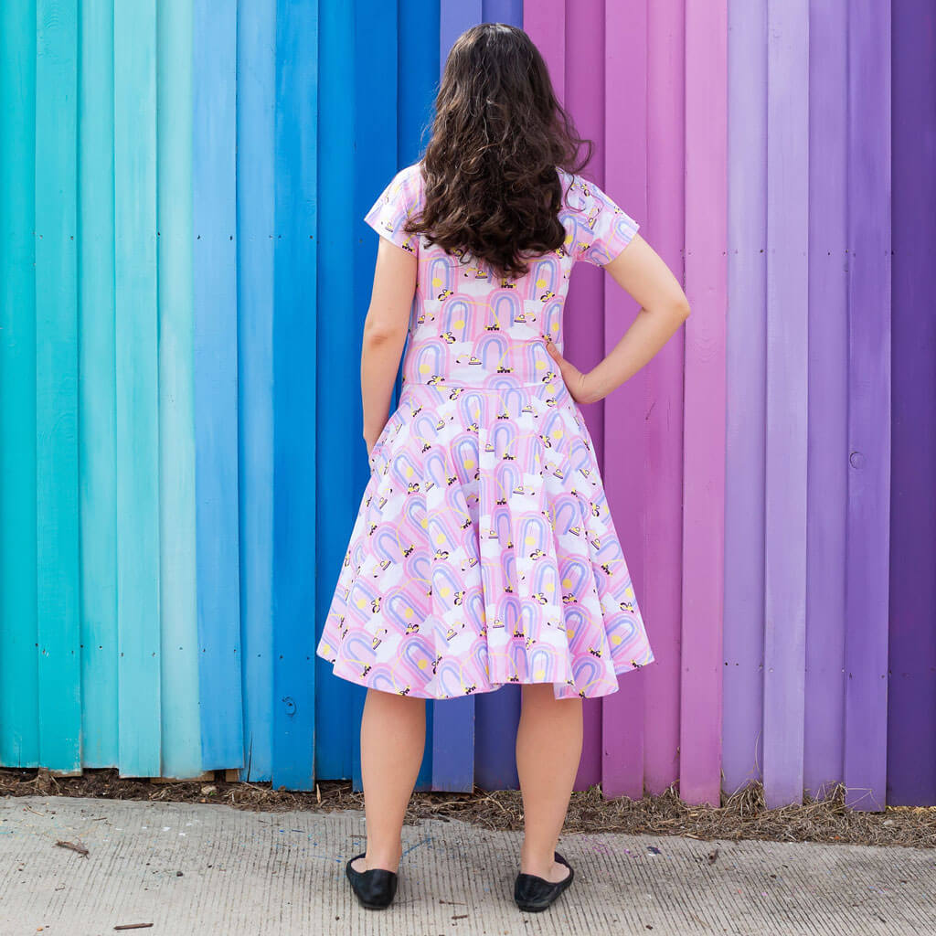 Adult "Rainbow Roadwork" Construction Trucks Super Twirler Dress with Pockets Princess Awesome & Boy Wonder