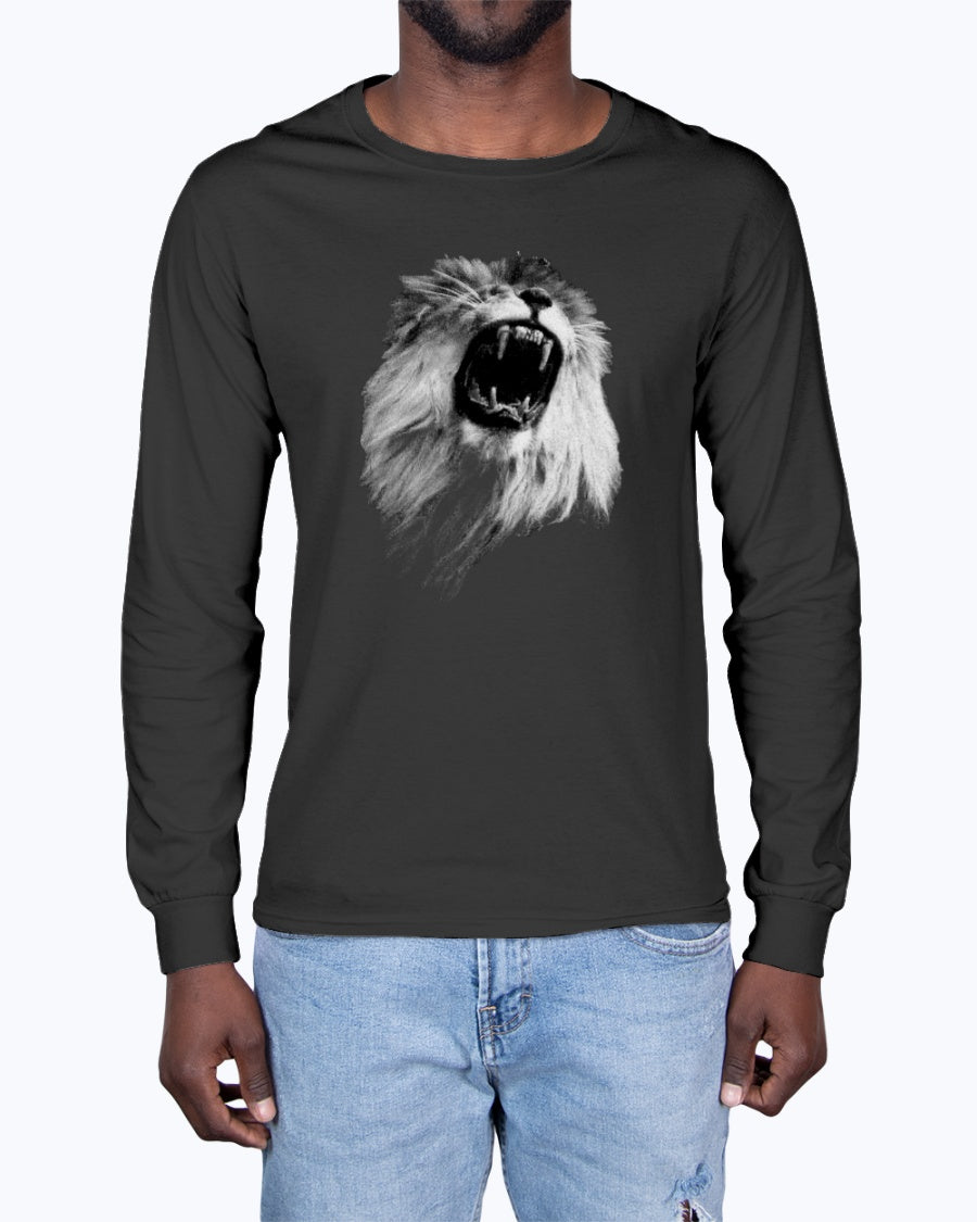 Majestic Lion, Lion Conservation, Moss Apparel, Unisex Long Sleeve T-Shirt Moss Apparel
