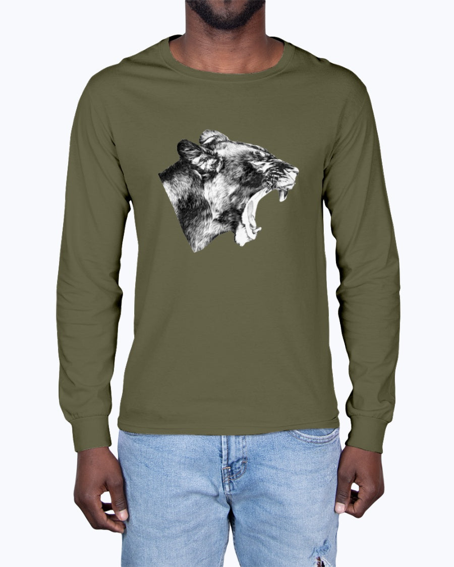 Lioness' Roar, lion lovers, wildlife fans, Moss Apparel, Unisex Long Sleeve T-Shirt Moss Apparel