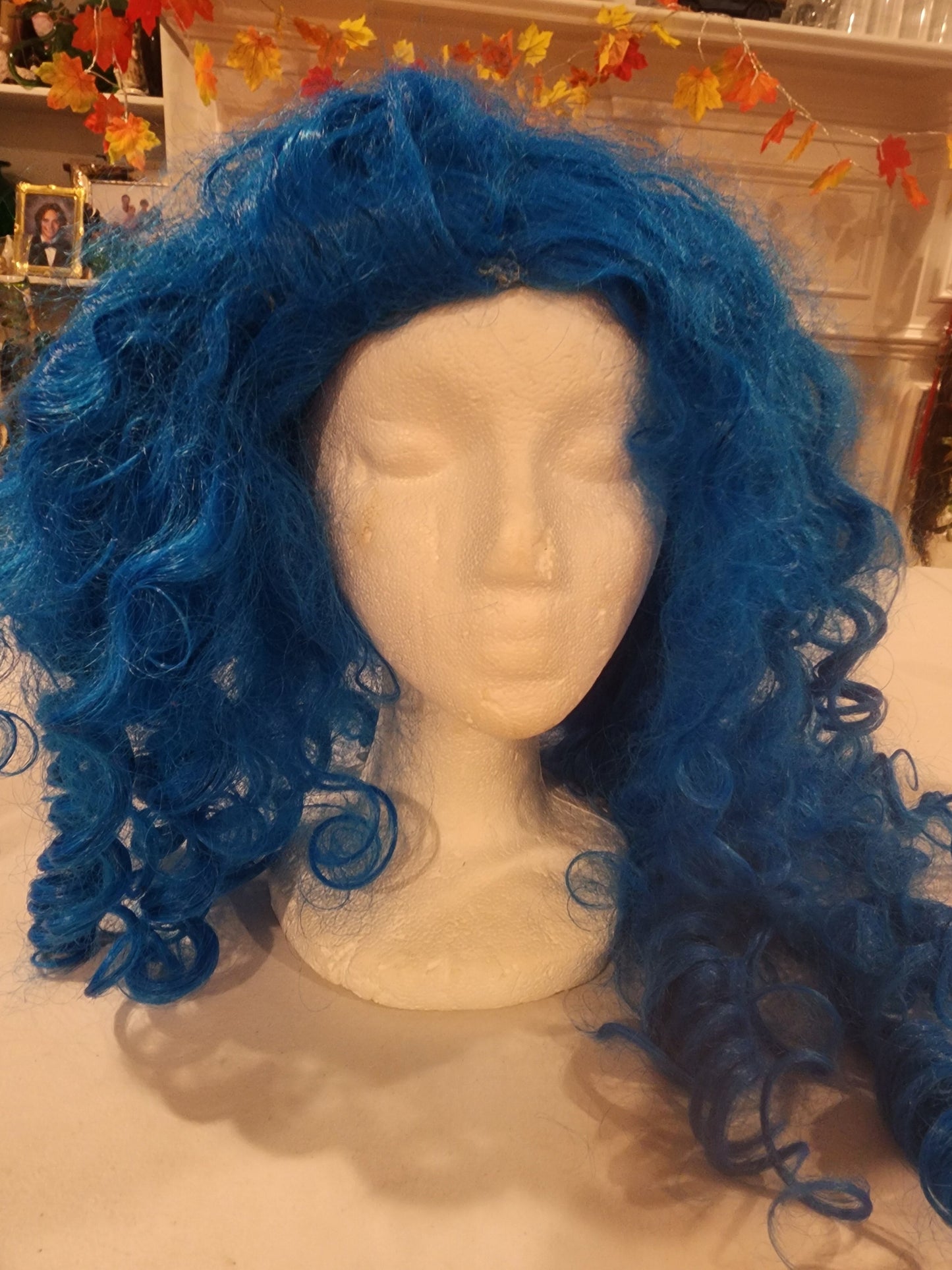 Long, Curly Bright Blue Costume Wig - Cosplay, Halloween, Dress Up Tennessee Junk Trunk