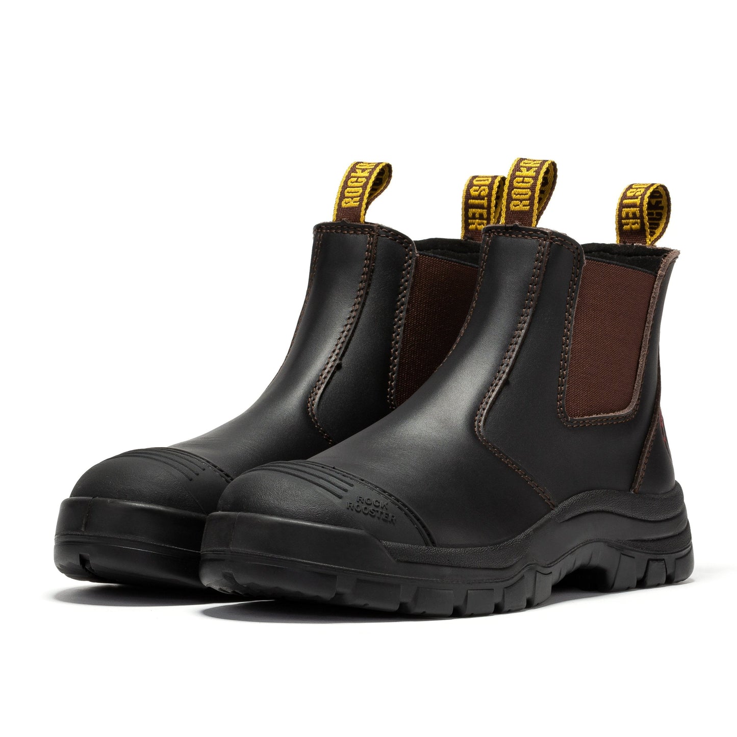 ROCKROOSTER Bakken Dark Brown 6 inch Pull on Leather Work Boots AK229 Rock Rooster Footwear Inc
