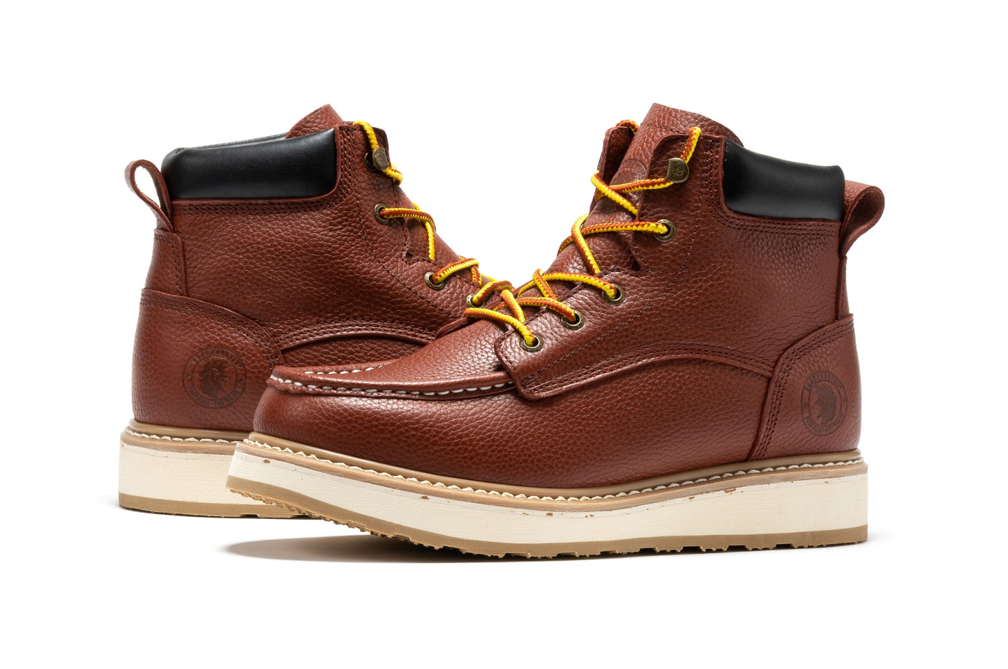 ROCKROOSTER Walker Men's 6 Inch Brown Soft Toe Wedge Work Boots SAP360 Rock Rooster Footwear Inc