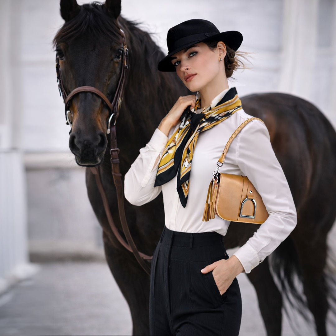 Signature Stirrup - Riding Stirrup Crossbody Luxury Leather Handbag in Caramel Urban-Equestrian