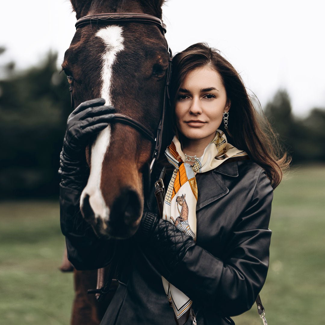 Signature - Stylized Equestrian Scarf in Deep Blue Urban-Equestrian