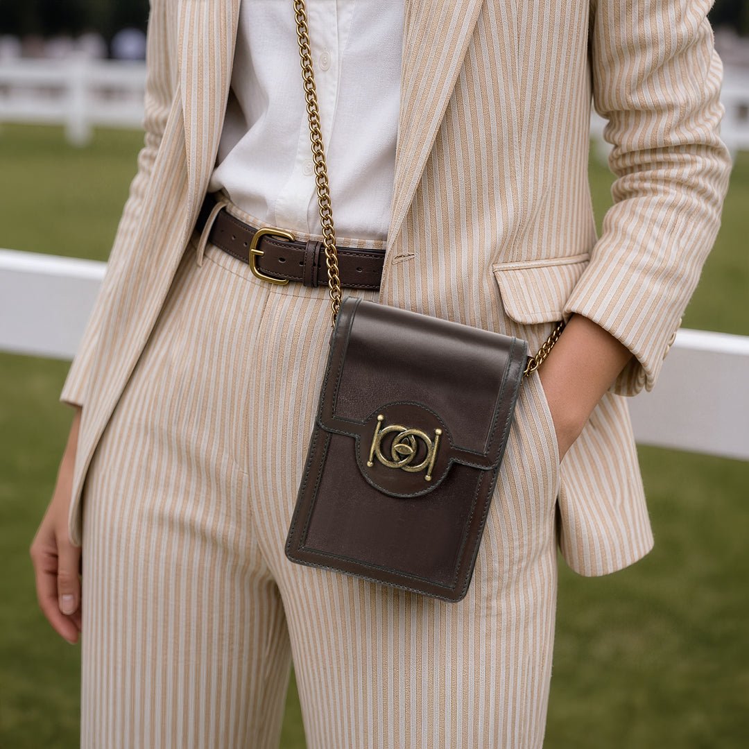 Talisman - Horse Bit Lock Phone Bag in Brown Urban-Equestrian