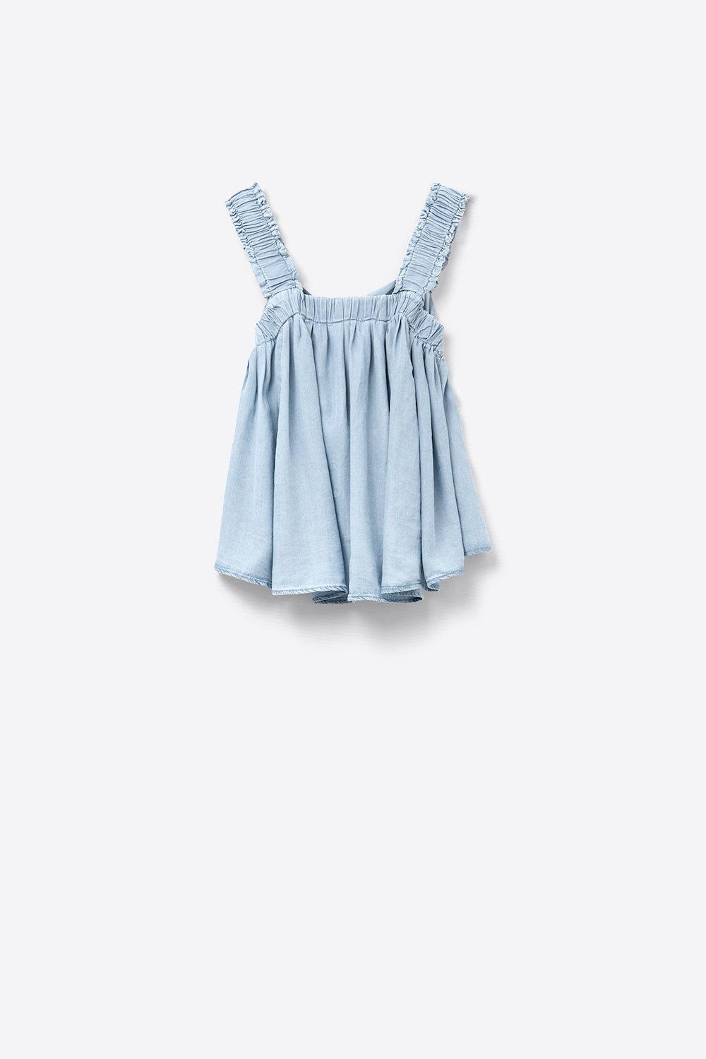 Tencel fabric Top with Rouched Straps in Blue Q2store