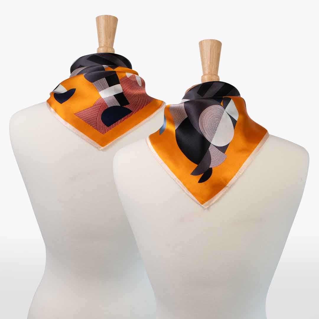 Troie - Stylized Equestrian Scarf in Tangerine Urban-Equestrian