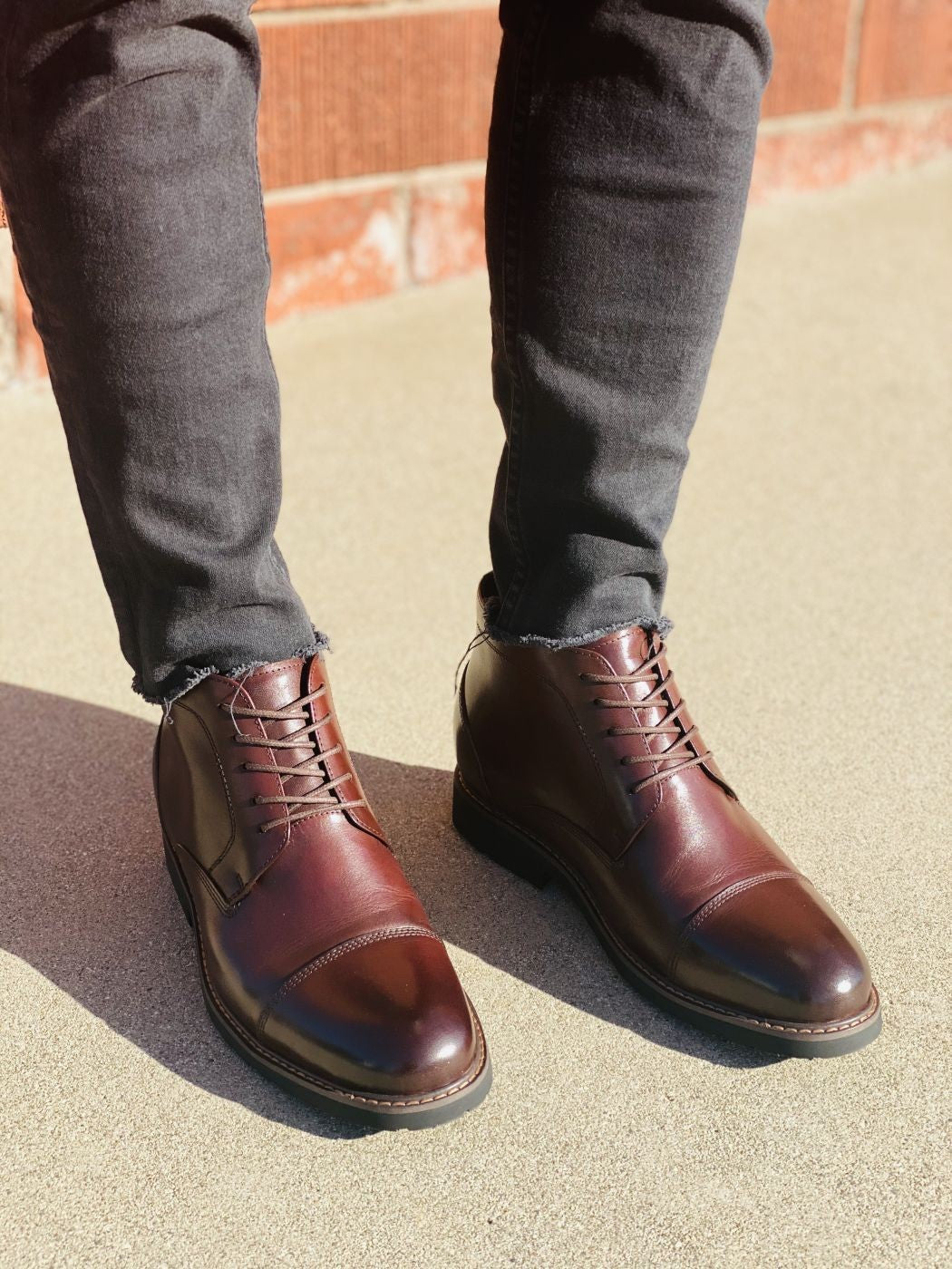CALTO 3.2-Inch Taller Dark Brown Leather Boots Y41081 Tallmenshoes.com