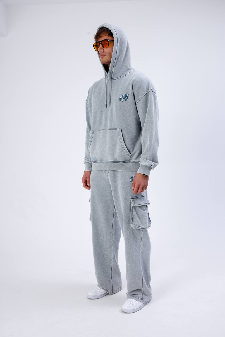 Unisex Washed Oversize Hoodie & Jogger Set - Heavyweight Tracksuit Withinblack