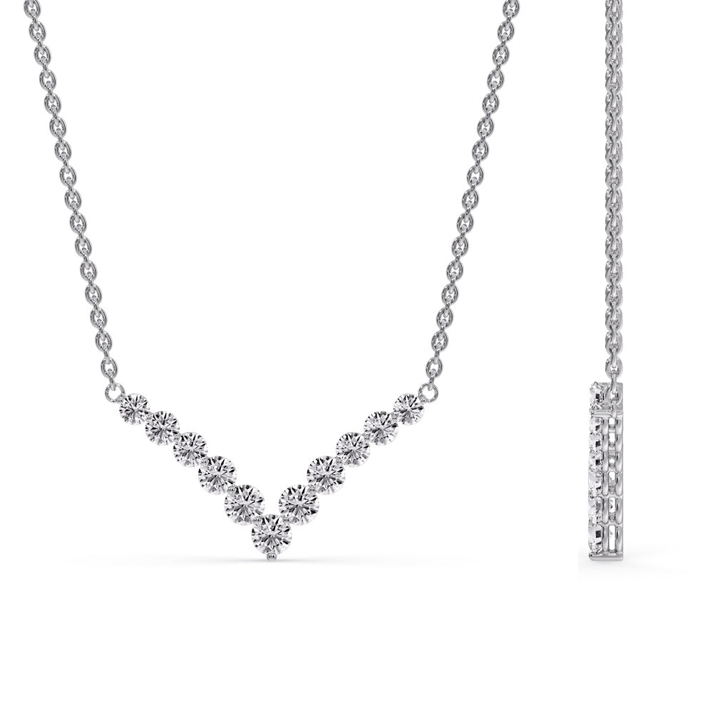 Round Graduated V-Necklace Fascinating Diamonds