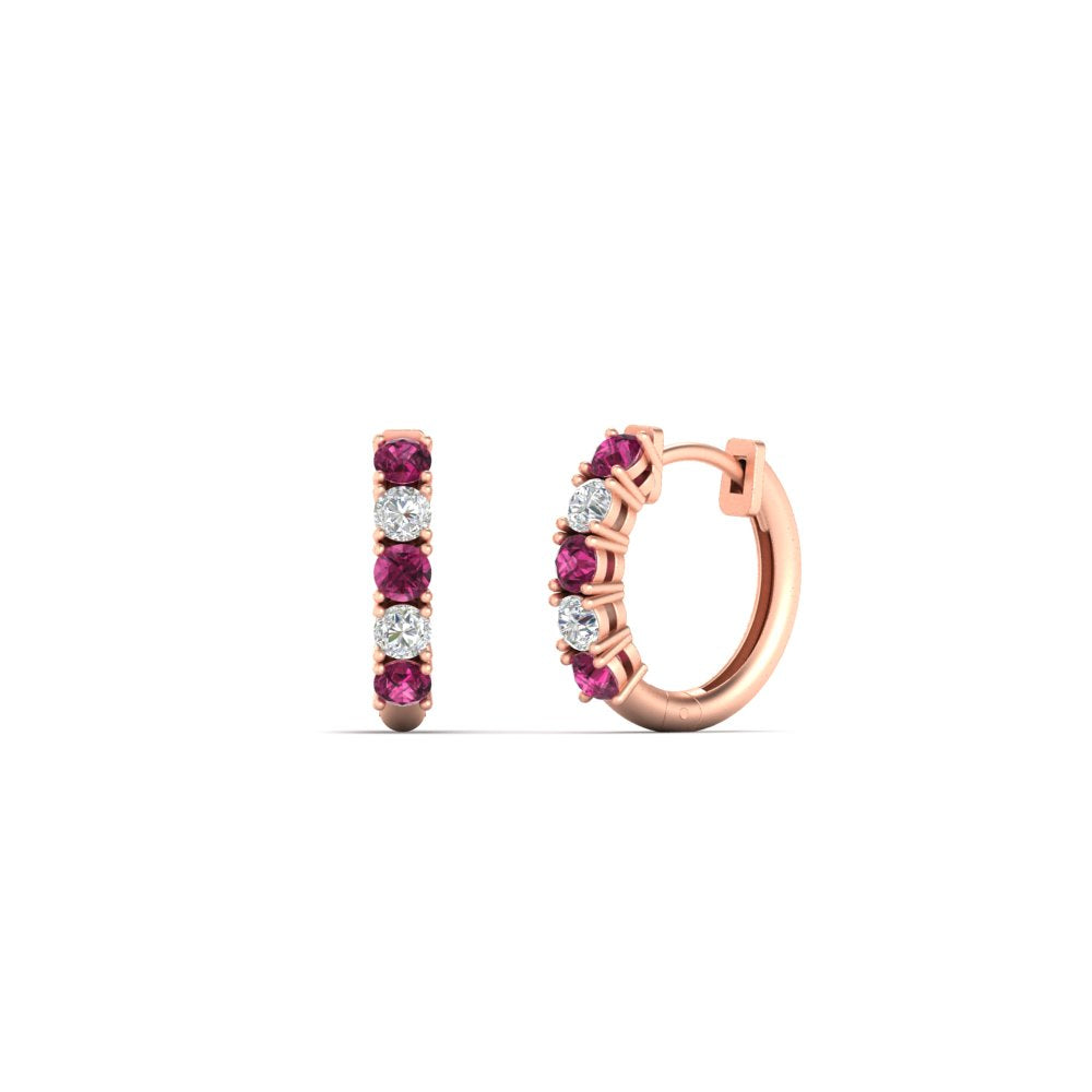 1/2 Carat Stunning Five Stone Huggie Hoops Earrings Fascinating Diamonds