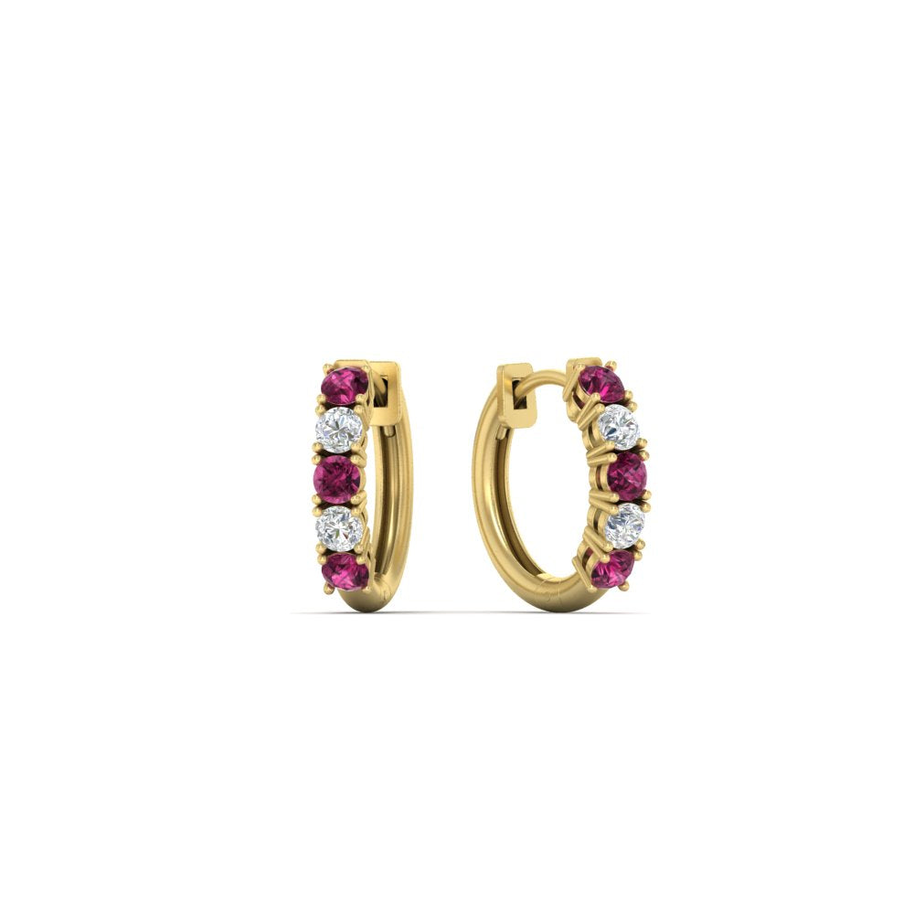 1/2 Carat Stunning Five Stone Huggie Hoops Earrings Fascinating Diamonds