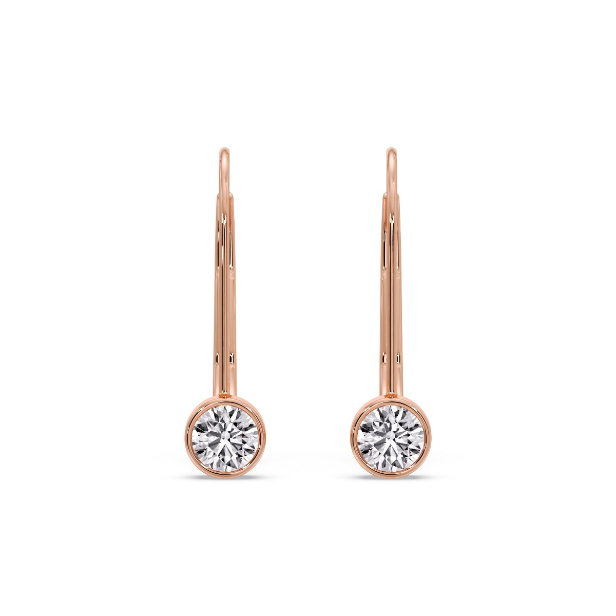 Lever Back Bezel Set Round Diamond Earrings Fascinating Diamonds