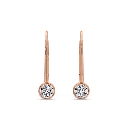 Lever Back Bezel Set Round Diamond Earrings Fascinating Diamonds