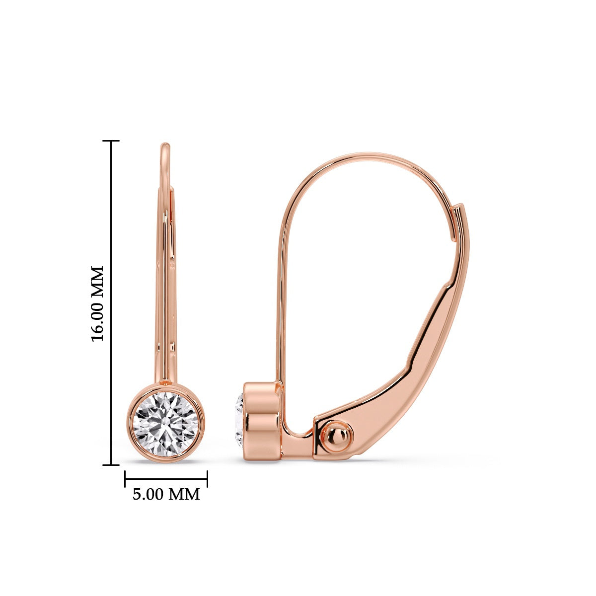 Lever Back Bezel Set Round Diamond Earrings Fascinating Diamonds
