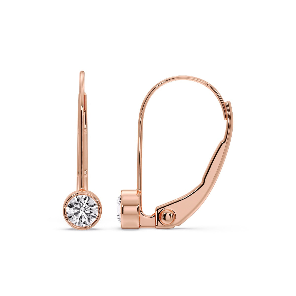 Lever Back Bezel Set Round Diamond Earrings Fascinating Diamonds