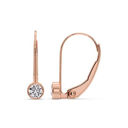 Lever Back Bezel Set Round Diamond Earrings Fascinating Diamonds
