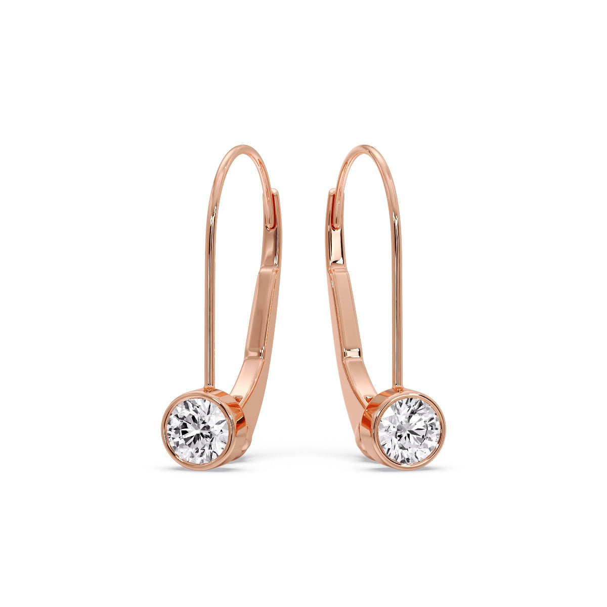 Lever Back Bezel Set Round Diamond Earrings Fascinating Diamonds